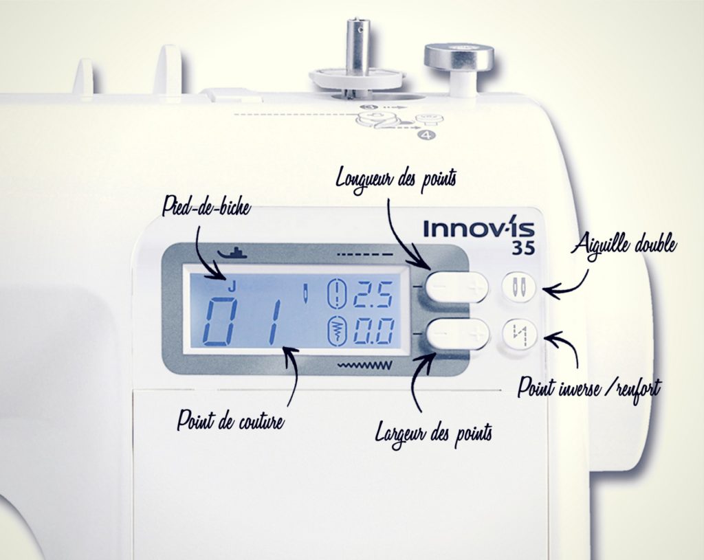 Panneau de contrôle d'une machine à coudre électronique (Brother Innovis 35)